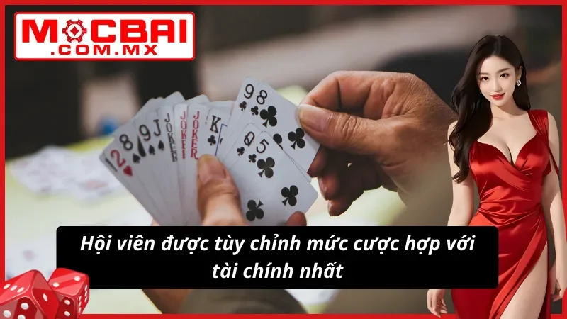 Anh em chơi Tiến Lên Miền Nam có thể tùy chỉnh mức cược tùy thích 